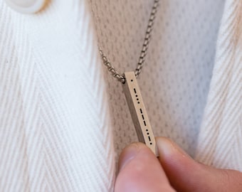 Custom Morse Code Necklace For Men, Secret Message Necklace, Hidden Message Necklace, Personalized Men's Jewelry, Men's Gift, Boyfriend Gift
