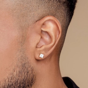 Men&#39;s Earrings, Gold Stud Earrings For Men, CZ Earrings, Classic Earrings, Men&#39;s Jewelry, Men&#39;s Gift, Gift for Father&#39;s Day Valentine&#39;s Day