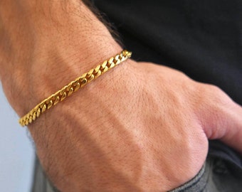 Men&#39;s Bracelet, Men&#39;s Gold Bracelets, Men&#39;s Chain Bracelet, Men&#39;s Cuff Bracelet, Men&#39;s Jewelry, Gift for Father&#39;s Day Valentine&#39;s Day