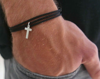 Men's Vegan Cross Bracelet, Religious Bracelet, Christian Bracelet, Catholic Bracelet, Jewelry For Men, Mens Christian Gift, Religious Gift