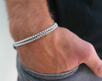 Silberarmband für Herren, einfaches Armband für Herren, minimalistisches Armband für Herren, Kettenarmband für Herren, Herrenschmuck, Geschenk für Freund und Mann