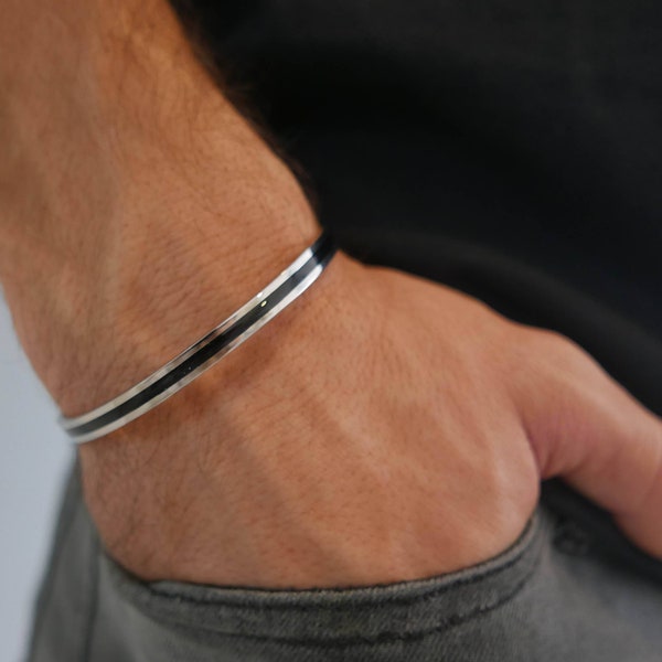 Men's Cuff Bracelet, Men's Silver Bracelet, Men's Bangle Bracelet, Stainless Steel Bracelet, Dad's Bracelet, Husband Gift, Boyfriend Gift