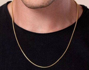 Men S 18k Gold Plated Necklace Men S Layering Chain Etsy Sweden