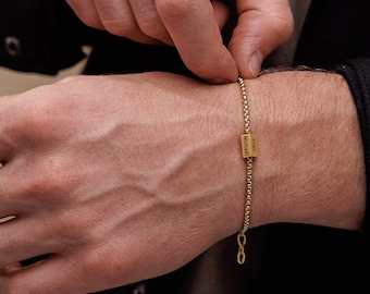 Bracelet papa, bracelet papa personnalisé avec nom d'enfant, bracelet nom de famille, cadeau personnalisé pour papa, cadeau pour la fête des pères, Saint-Valentin