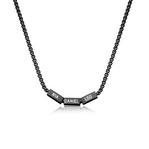 Collar familiar negro, collar personalizado para papá, regalo personalizado para papá, regalo para el Día del Padre, collar con nombre para niños, regalo para esposo, regalo para papá