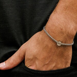 Custom Men's Silver Bracelet, Personalized Bracelet For Men, Men's Name Bracelet, Men's Initial Bracelet, Engraved Men's Jewlery, Men's Gift