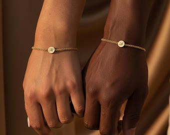 Couples Bracelet Set, Matching Bracelets,Gold Bracelet For Couples,Dainty Bracelet,Engraved Bracelet,Best friend bracelet,Valentines Gift