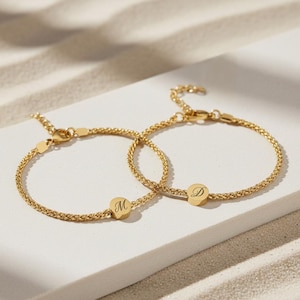 Personalized Gold Stainless Steel Couples Bracelet Set: His & Hers Matching Jewelry