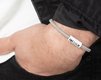 Bracelet barre en acier inoxydable personnalisé pour homme, bracelet en cuir personnalisé pour homme, bracelet prénom gravé, cadeau pour petit ami mari, papa lui