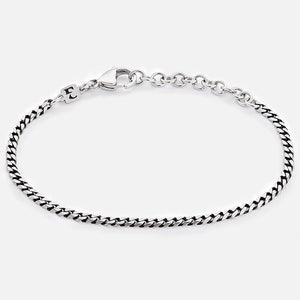 Silver links Chain Bracelet, Men's Dainty Silver Bracelet, Men's Stainless Steel Bracelet, Minimalist Bracelet for Men, Groomsmen Gift image 2