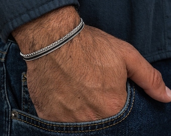 Men&#39;s Bracelet, Men&#39;s Silver Bracelets, Men&#39;s Chain Bracelet, Men&#39;s Cuff Bracelet, Men&#39;s Jewelry, Gift For Boyfriend Husband Dad Men Him