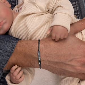 Pulsera personalizada para papá negra con los nombres de los niños, regalo personalizado para papá, pulsera para papá, joyería familiar, regalo del día del padre, regalo para el esposo