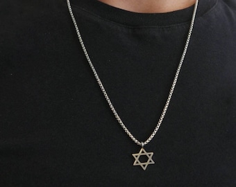 Men&#39;s Star Of David Necklace, Magen David Pendant Necklace, Jewish Jewelry, Judaica Necklace For Men, Religious Gift, Bar Mitzvah gift