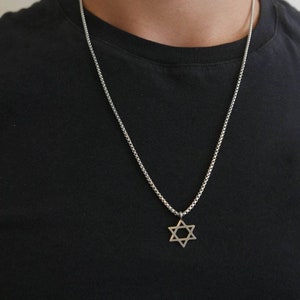 Men's Star Of David Necklace, Magen David Pendant Necklace, Jewish Jewelry, Judaica Necklace For Men, Religious Gift, Bar Mitzvah gift image 1