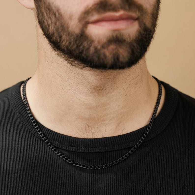 Black Necklace Stainless Steel Black Curb Cuban Link Chain Necklace black-necklace-stainless-steel-black-curb-cuban-link-chain-necklace