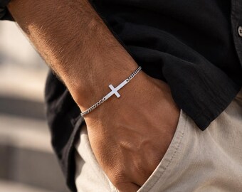 Men's Cross Bracelet, Religious Bracelet, Christian Bracelet, Catholic Bracelet, Men's Jewelry, Christian Gift,Religious Gift,Christmas Gift