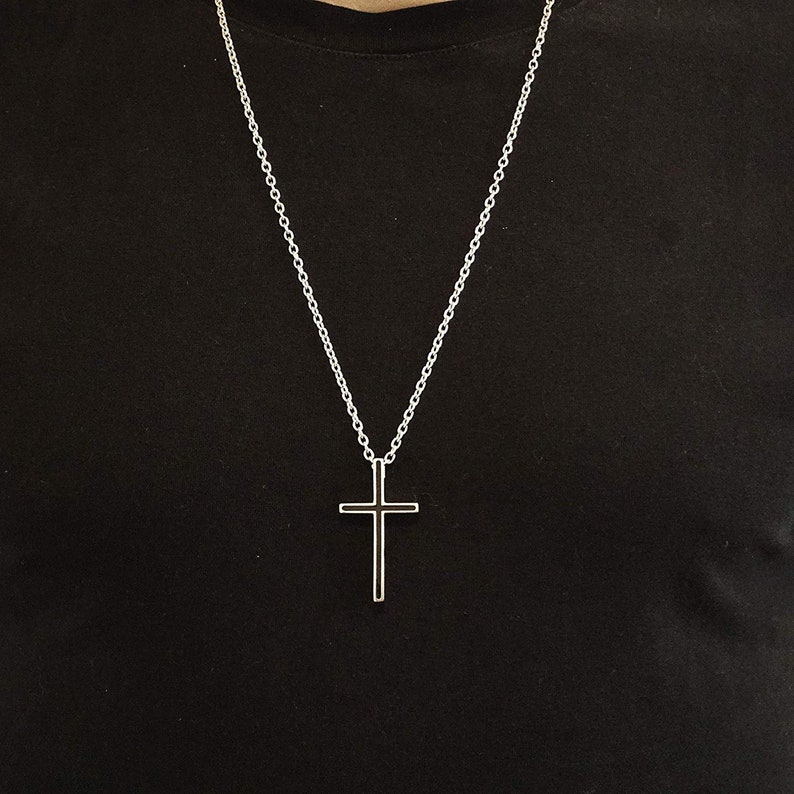 Men's Cross Necklace Men's Religious Necklace Etsy