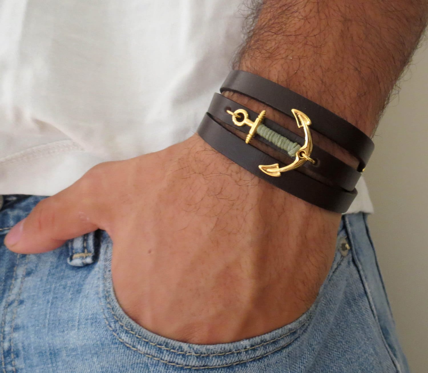 Men's Bracelet Men's Anchor Bracelet Men's Etsy