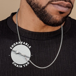 Collar de cadena de acero inoxidable personalizado para hombres, collar de plata impermeable para hombres, regalo para el día del padre y el día de San Valentín