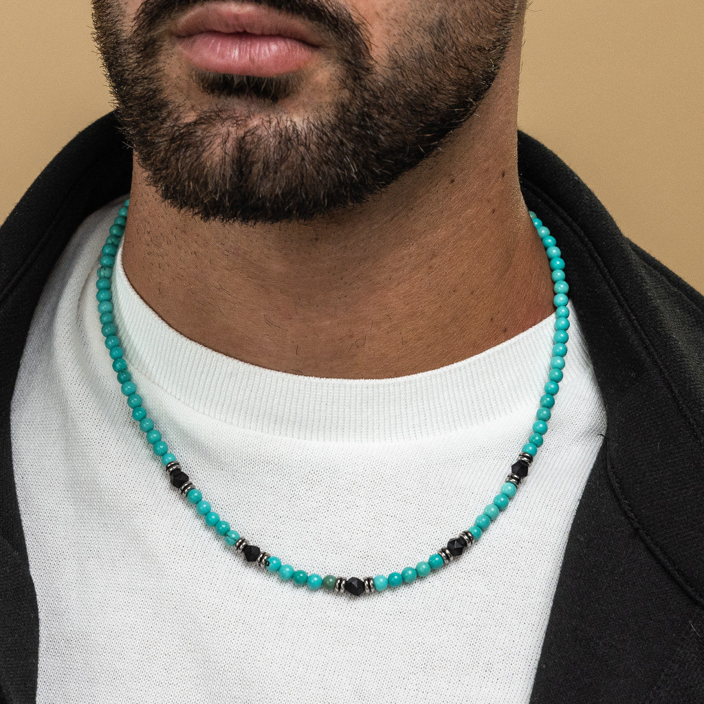 Men s Turquoise Beads Necklace Men s Beaded Necklace Men s Gemstone Necklace Men s Jewelry Gift for Husband Boyfriend Dad Father Him Etsy UK