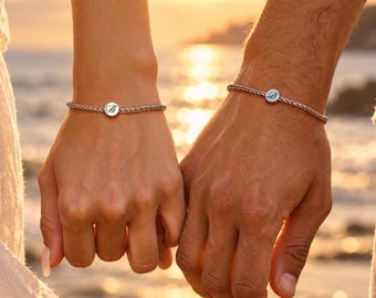 Personalized Stainless Steel Couples Bracelet Set: His & Hers Matching Jewelry