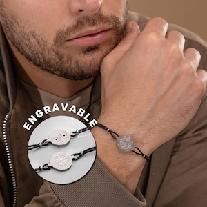 Pulsera con mensaje oculto personalizado, pulsera con mensaje secreto para hombre, pulsera con brújula, regalo personalizado para novio, esposo, padre o él.