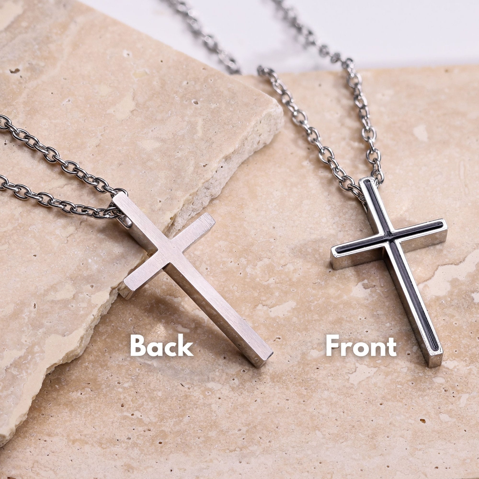 Personalize Cross Necklace For Men, Custom Silver Cross Pendant, Engraved Religious Jewelry, Christian Jewelry, Husband Gift, Boyfriend Gift