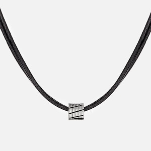 Collar de gargantilla para hombre, collar de plata para hombre, collar vegano para hombre, nekclace negro para hombre, joyería para hombre, regalo para novio marido papá él imagen 2