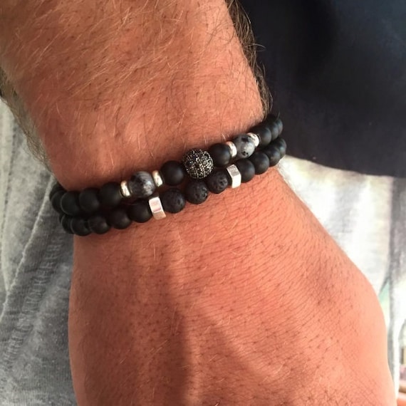 Men's Bracelet Set Men's Beaded Bracelet Men's Etsy