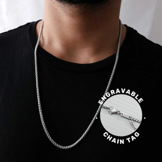 Personalized Men s Silver Chain Necklace Engraved Stainless Steel Necklace for Men Custom Men s Jewelry Boyfriend Gift Christmas Gift Etsy