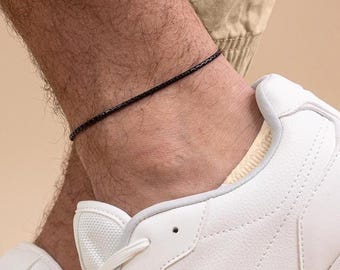 Mens Anklet,Unisex Anklet,Men's Black Anklet, Anklet for Men,Beach Jewelry, Summer Jewelry, Men's Jewelry, Boyfriend Gift