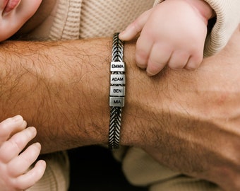 Personalize Daddy Bracelet, Family Bracelet, Custom Gift For Dad, Fathers Day Gift, Kids Name Bracelet, Husband Gift, Engraved Dad Gift