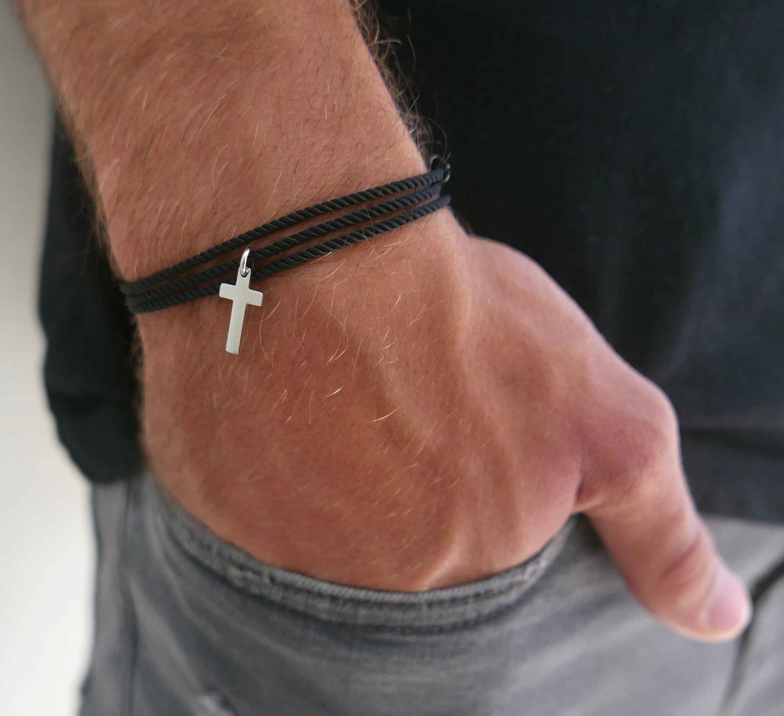 Men's Cross Bracelet Men's Religious Bracelet Etsy