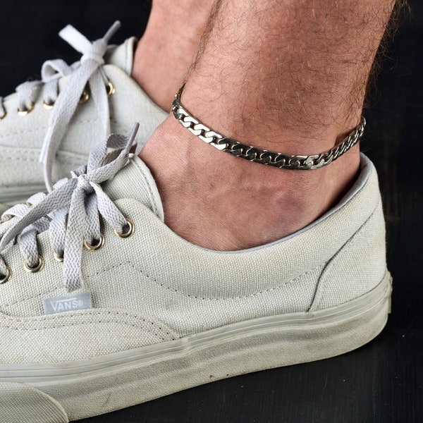 Men's Silver Anklet, Men's Ankle bracelet, Anklet for Men,Foot Jewelry For Men, Beach Jewelry, Summer Jewelry, Men's Jewelry, Men's Gift