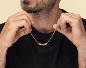 Personalize Necklace For Dad With Kids Name, Custom Men's Gold Necklace, Personalized Gift For Dad, Daddy Jewelry,Father’s Day Gift
