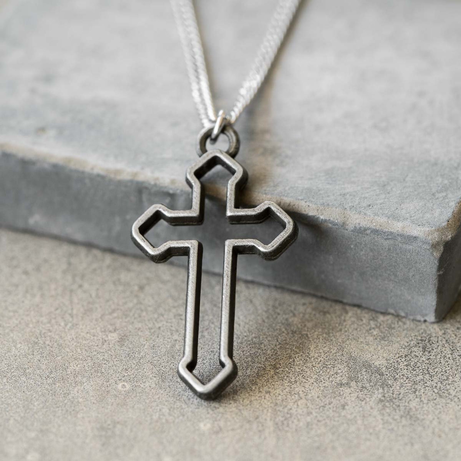 Men's Cross Necklace Men's Religious Necklace Etsy