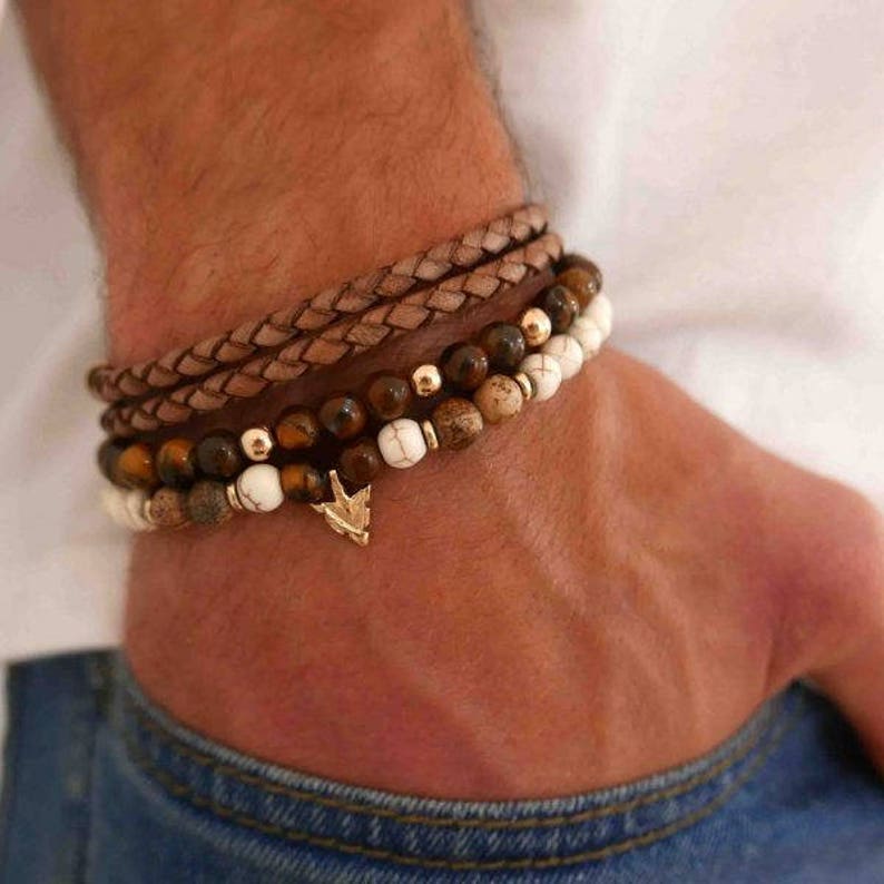 Men's Bracelet Set Men's Beaded Bracelet Men's Etsy