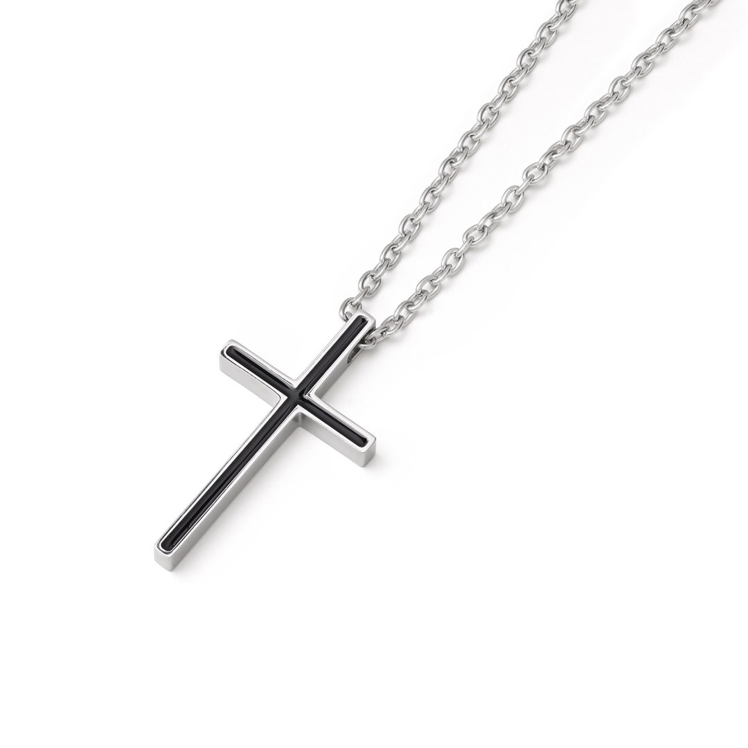 Men's Cross Necklace, Religious Jewelry for Men, Men's Cross Pendant