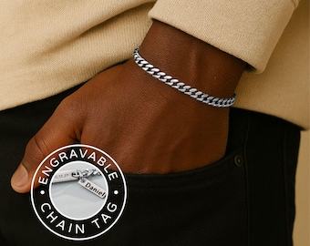 Waterproof Men's Silver Chain Bracelet,Stainless Steel Bracelet For Men,Men's Jewelry, Men's Gift, Boyfriend Gift,Father’s Day Gift For Him