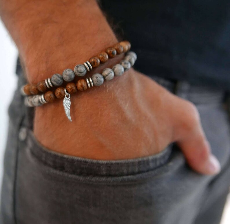 Men/'s Gift Men/'s Jewelry Husband Gift Present For Men Gift For Dad Men/'s Beaded Bracelet Boyfriend Gift Men/'s Bracelet Set