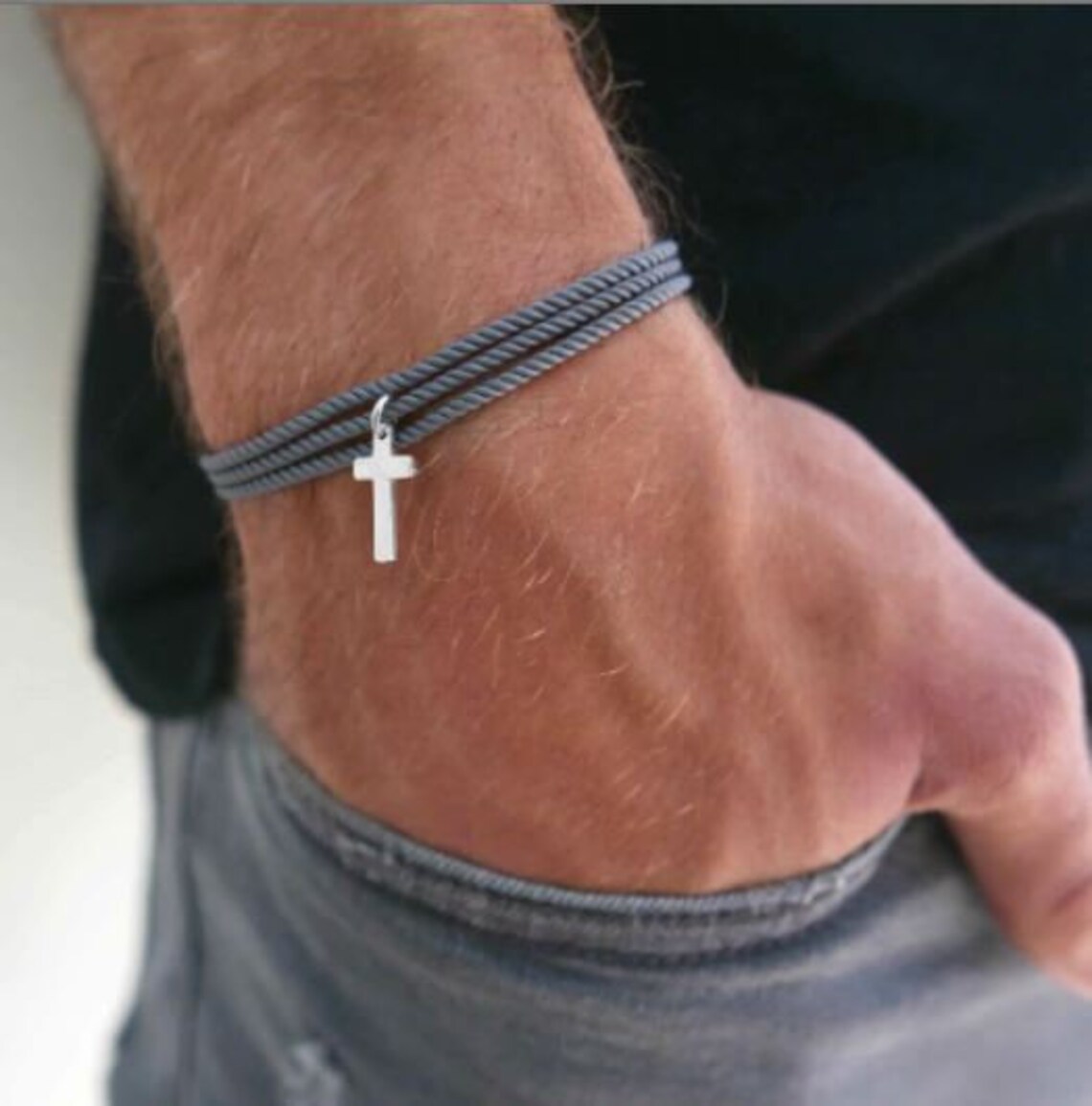 Men's Cross Bracelet Men's Religious Bracelet Etsy