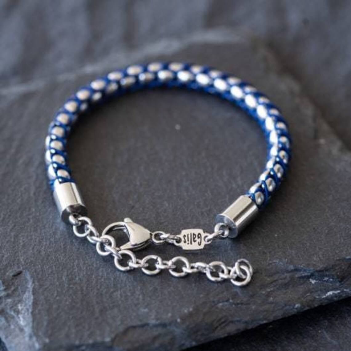 Men's Chain Bracelet Men's Blue Bracelet Men's Etsy