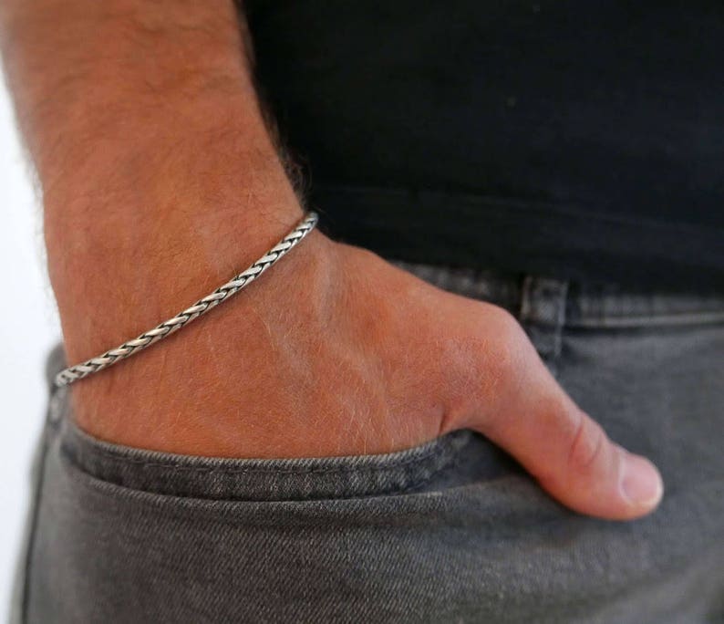 Husband Men/'s Bracelet Men/'s Silver Bracelets Men/'s Jewelry Men/'s Cuff Bracelet Boyfriend Gift Men/'s Gift Men/'s Chain Bracelet