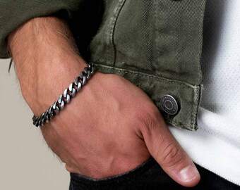 Kubanisches Armband für Männer - Silberarmband für Männer - Kettenarmband für Männer - Panzerarmband für Männer - Schmuck für Männer - Geschenk für Männer - Geschenk für Männer