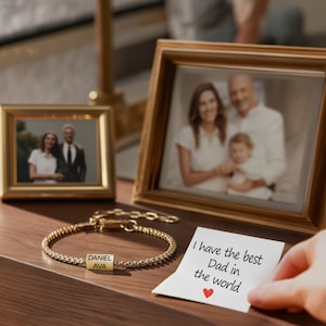 Bracelet papa, bracelet papa personnalisé avec nom d'enfant, bracelet nom de famille, bijoux père, cadeau personnalisé pour papa, cadeau papa d'un enfant image 7