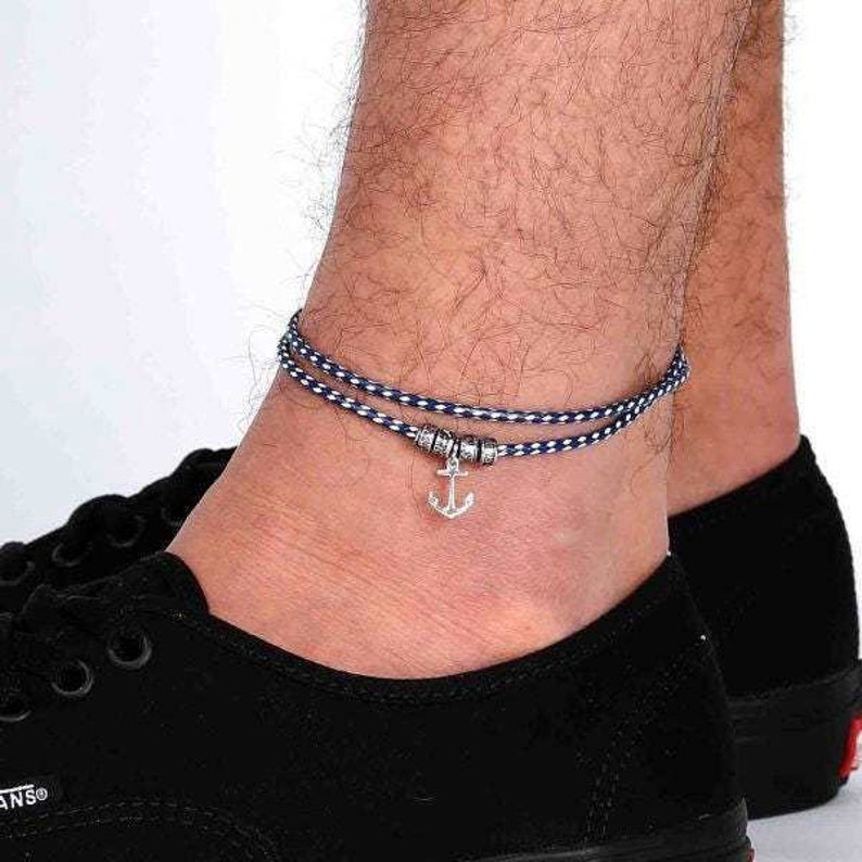 Mens Anchor Anklet Anklet for Men Beach Jewelry Silver Etsy