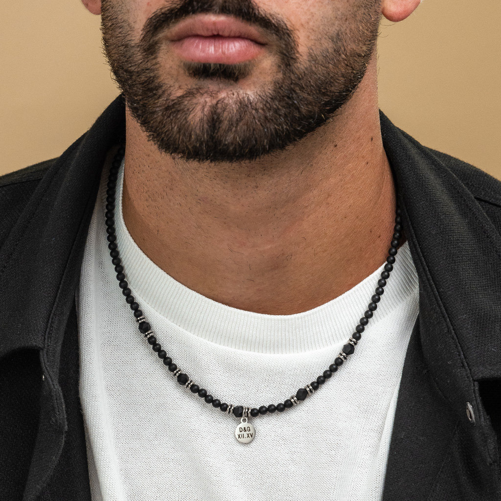 Men's Turquoise Beads Necklace, Men's Beaded Necklace, Men's