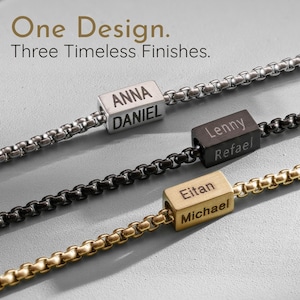 Bracelet papa, bracelet papa personnalisé avec nom d'enfant, bracelet nom de famille, bijoux père, cadeau personnalisé pour papa, cadeau papa d'un enfant image 4
