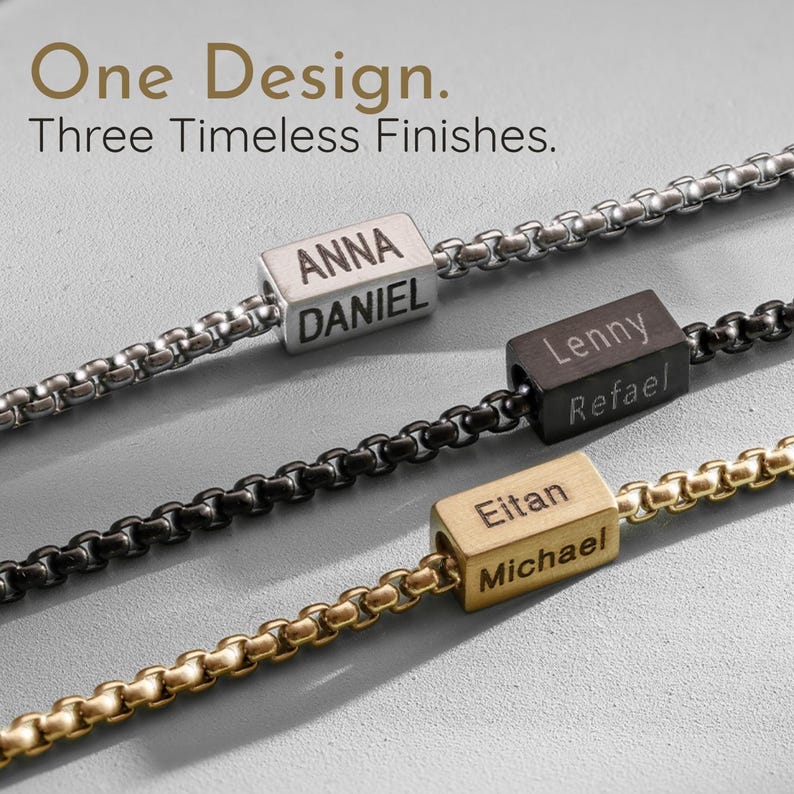 Bracelet papa, bracelet papa personnalisé avec nom d'enfant, bracelet nom de famille, bijoux père, cadeau personnalisé pour papa, cadeau papa d'un enfant image 4