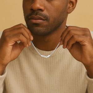 Collar de plata personalizado para papá, regalo personalizado para papá, joyería grabada para papá, collar con nombre, collar con fecha, regalo para el esposo, regalo para el Día del Padre